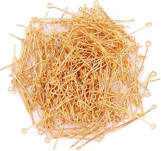 Open Eye Pins Gold Head Pins for DIY Jewelry Making 40mm 200pcs