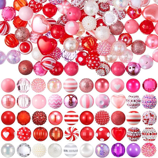 100 Pcs 20mm Rhinestone Bubblegum Beads for Pens Mixed Crystal Resin Chunky Beads for DIY Craft Keychain Necklace Bracelet Jewelry Making(Sweet Color)