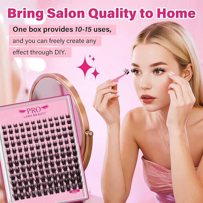 PRO LASHBEAUTY Lash Clusters, Eyelash Clusters 8-18 Mixed Cluster Eyelash Extensions Mixed Lash Extension Reusable Soft & Comfortable (Bloomy,8-18mix)