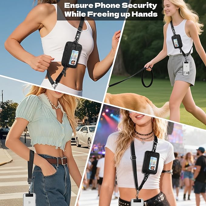 TiMOVO Clip and Go Phone Strap Crossbody with Detachable Wallet, RFID Blocking, Adjustable Anti-Theft Phone Lanyard