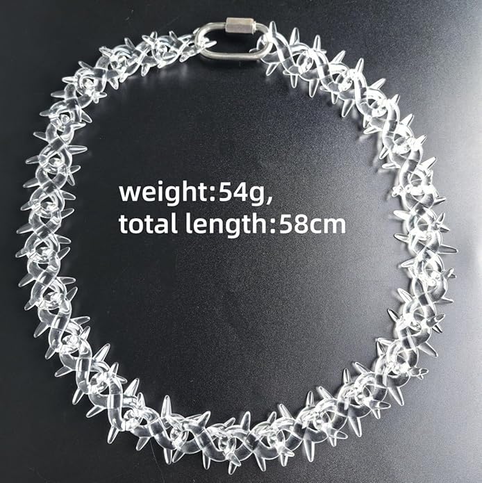 Punk Acrylic Colorful Leopard Print Clear Chain Necklace Rainbow Thick Paper Clip Necklace for Women Men Gift Hip Hop Geometric Bar Jewelry