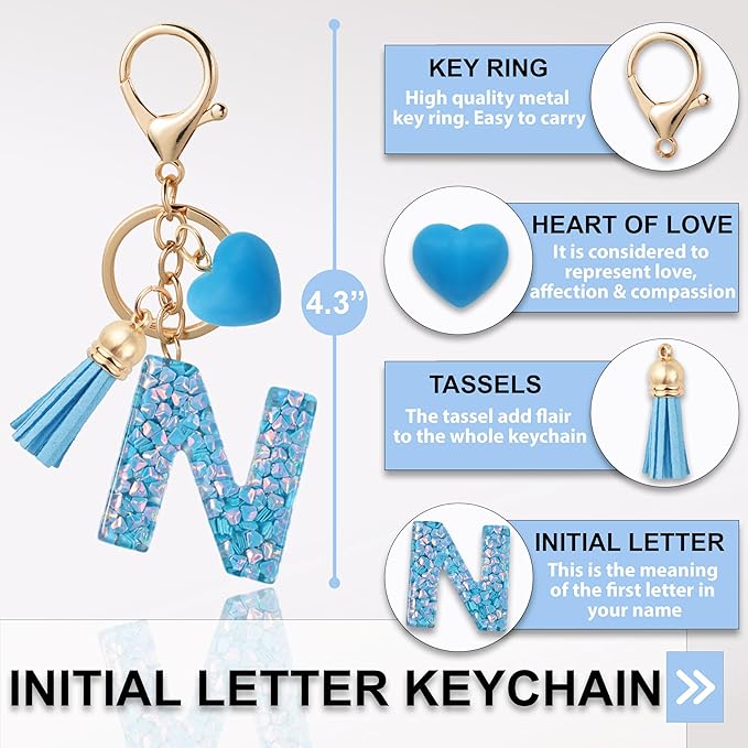 Alphabet Initial Letter Keychain Cute Heart Resin - Letter Keychain for Backpack Charms - Initial Keychains for Women