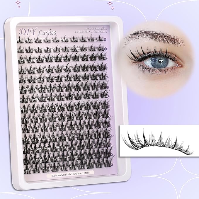 Himirell Lash Clusters Wispy Eyelash Cluster Eyelash Extensions Clusters Lashes Extension Natural Look Eyelashes Fairy Lash Clusters Manga Individual Lashes for Self Application (8-16MM)