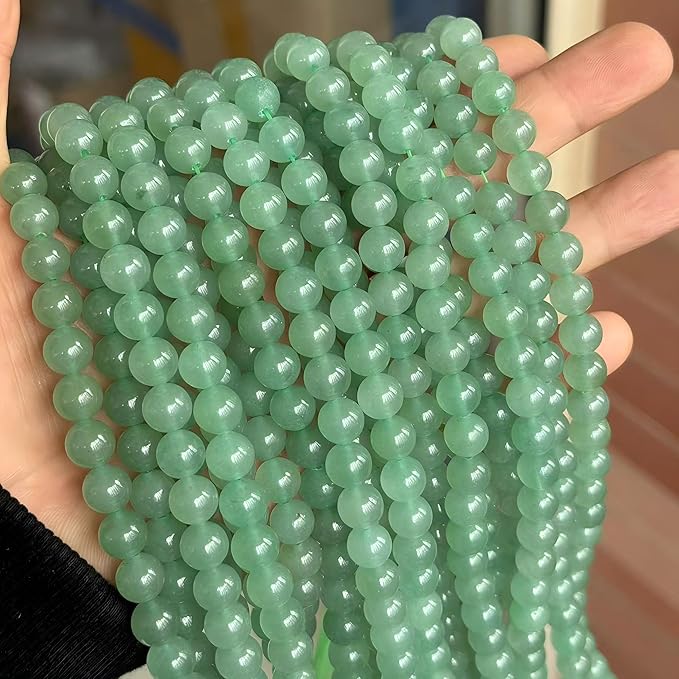 MJDCB Natural Stone Beads Green Aventurine Round Loose Beads for Jewelry Making DIY Bracelet Necklace (8mm)
