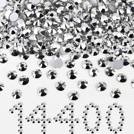 Beadsland Flatback Rhinestones Bulk,14400pcs Silver Rhinestones for Nails Crafts Clothes DIY Decoration, Silver Hematite, SS16, 3.8-4.0mm