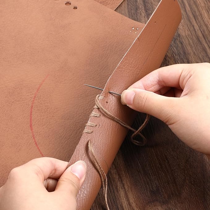 Curved Sewing Needles, 15PCS Leather Needles for Hand Stitching Leathers Hand Sew Needle Leather Sewing Kit Heavy Duty Hands Needle Kit for Upholstery Leathers Canvas Car Carpet Repair