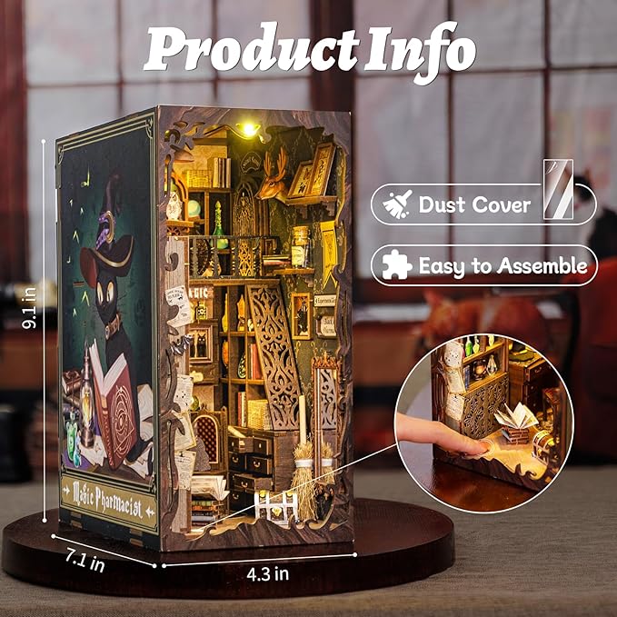 CUTEBEE Book Nook Kit, DIY Booknook Miniature House Tiny House 3D Wooden Puzzle Dollhouse Kit for Adults and Teens, Bookshelf Insert Decor, DIY Craft Gift Model Build