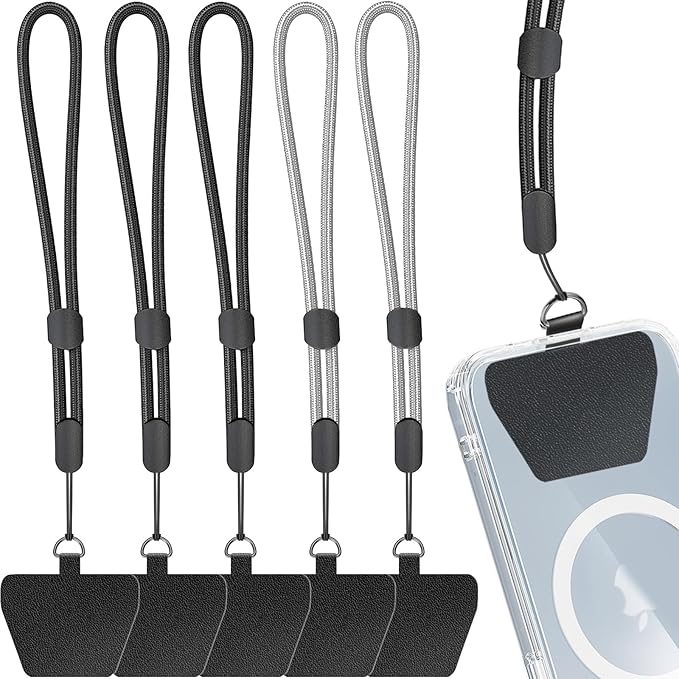 Cell Phone Wrist Strap, 5 Pack Adjustable Wrist Lanyard for Around The Hand With Tether Tabs Compatible with iPhone and Most Cell Phone