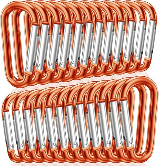 STURME 2" Aluminum D Ring Carabiners Clip D Shape Spring Loaded Gate Small Keychain Carabiner Clip Set Outdoor Camping Mini Lock Snap Hooks Spring Link Key Chain Durable Improved 24 PCS