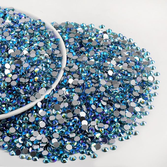 Beadsland Flatback Rhinestones Bulk,14400pcs Rhinestones for Nails Crafts Clothes DIY Decoration, Aquamarine AB, SS16, 3.8-4.0mm