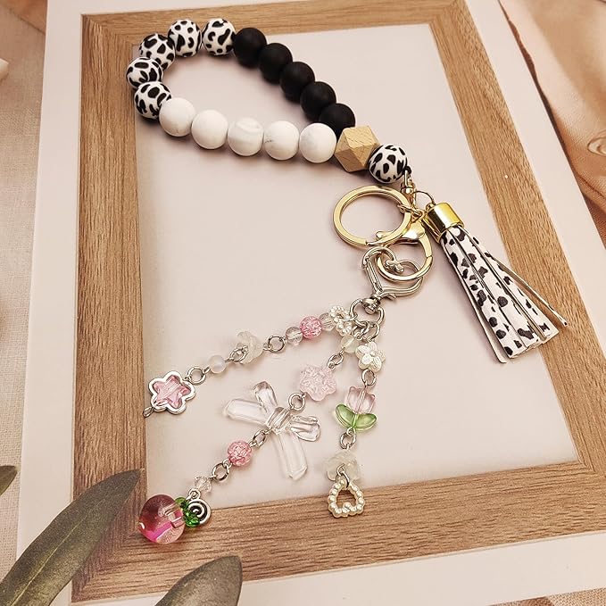 Cute Pink Keychain,Fuzzy Cat Keychain Aesthetic Y2K KeychainStylish KeychainsAccessories