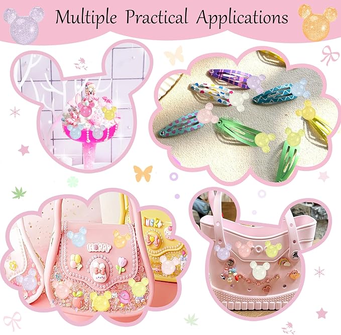 50Pcs Cute Slime Charms Bulk Set – Kawaii Accessories Flatback Resin Charms for Crafts, Mini Resin Animals Embellishments for Nail,Phone Junk Cases, Hairpins Scrapbooking& DIY Decoration (Shiny)