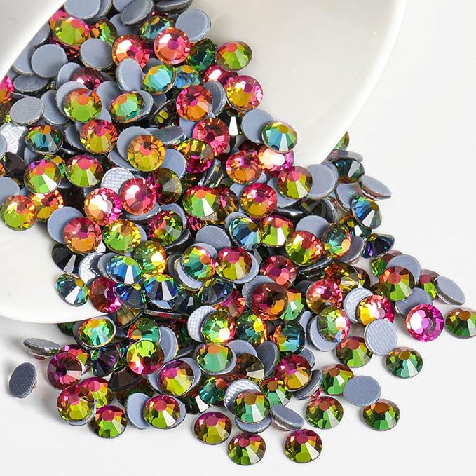 Beadsland Hotfix Rhinestones, 1440pcs Flatback Crystal Rhinestones for Crafts Clothes DIY Decorations, Rainbow, SS20, 4.6-4.8mm
