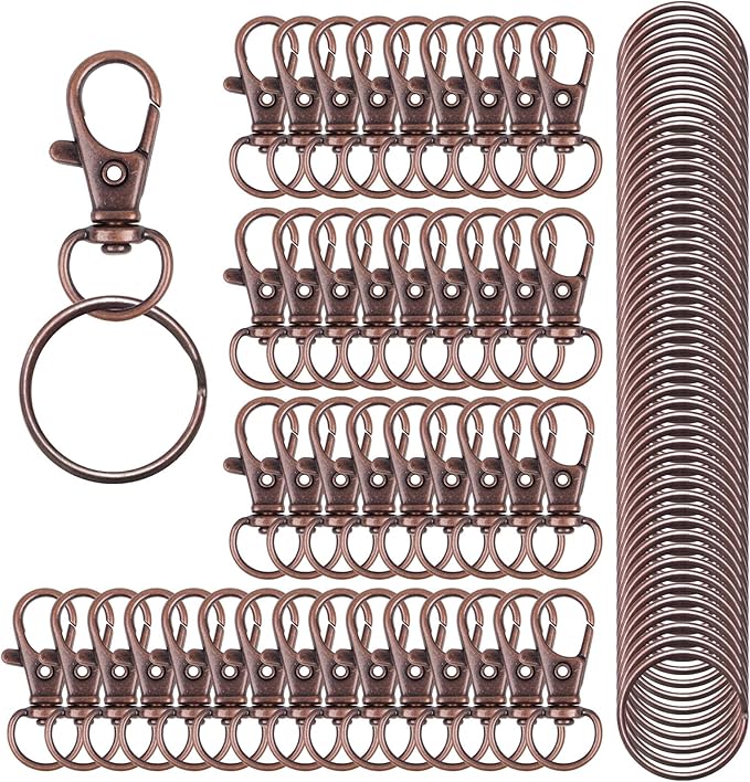 100PCS Keychain Hooks with Key Rings Metal Swivel Lobster Claw Clasps, for Keychain Clip Lanyard, Jewelry Making, Crafts