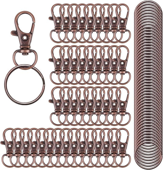 100PCS Keychain Hooks with Key Rings Metal Swivel Lobster Claw Clasps, for Keychain Clip Lanyard, Jewelry Making, Crafts
