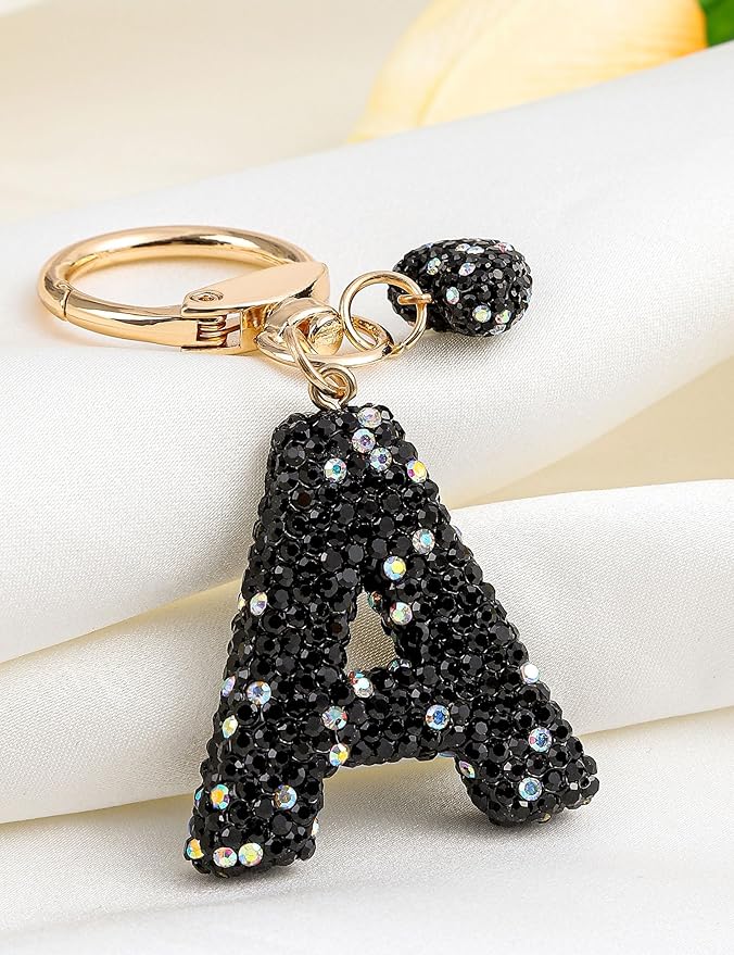 Initial Keychain for Women Girls,Bling Letter Key chain Initial with Heart,Pink Keychain Charms for Backpack Handbag