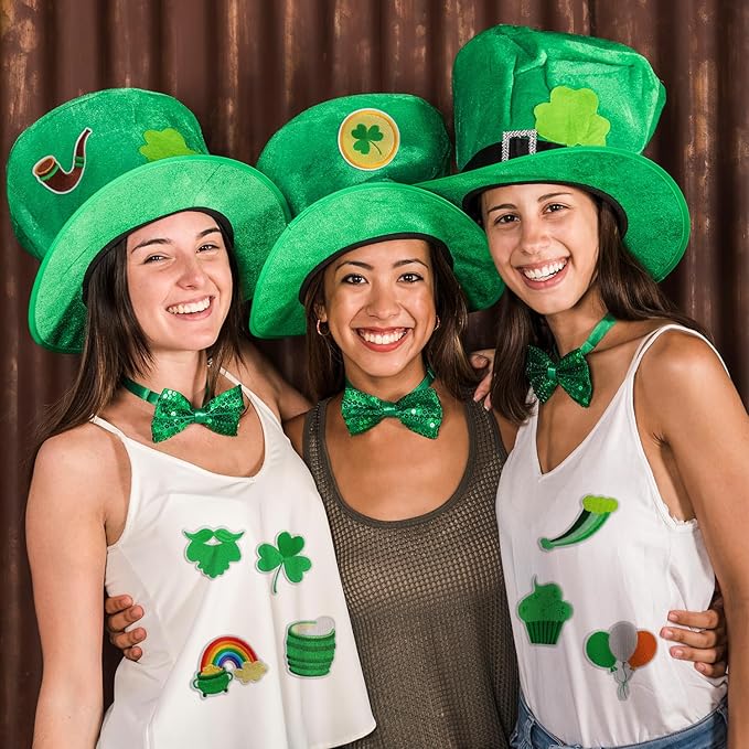 WILDREEDS 9 Pieces Assorted Styles St. Patrick's Day Iron on Patches, Irish Clover Lucky Shamrock Embroidered Patch for Clothing, T-Shirt, Backpacks, Hats, Jeans, Jackets