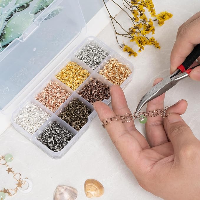 2400pcs 6mm Open Jump Rings for Jewelry Making, DIY Necklace Bracelet Earrings Keychain Craft Supplies - Metal Connector Rings (8 Colors)