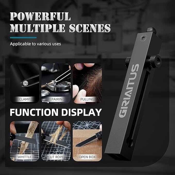 EDC Pocket Knife 2 in1 Keychain Tweezers Precision Multitool Box Cutter Retractable Multi Tool Utility Knife Portable for Splinters, Craft, Jewelry, Soldering, Outdoor Work Men Women Gift (Black)
