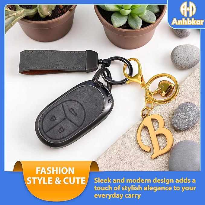 A-Z Heart Initial Letter Keychain, Stainless Steel Alphabet Charm for Handbags, Gift for Women and Girls