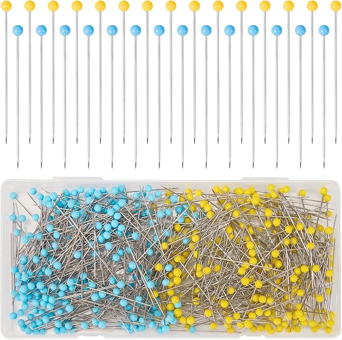 500 PCS Straight Pins, 1.75 Inch Long Quilting Pins with Glass Ball Head, Stainless Steel Sewing Pins for Fabric, Dressmaking, Crafts, Jewelry Making, DIY, Wedding Bouquets, Decoration