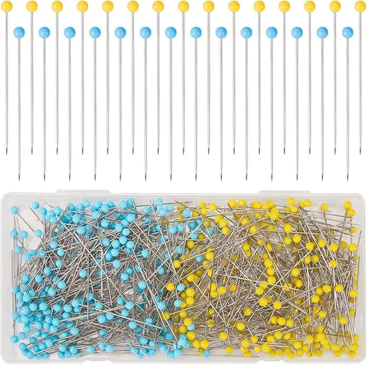 500 PCS Straight Pins, 1.75 Inch Long Quilting Pins with Glass Ball Head, Stainless Steel Sewing Pins for Fabric, Dressmaking, Crafts, Jewelry Making, DIY, Wedding Bouquets, Decoration