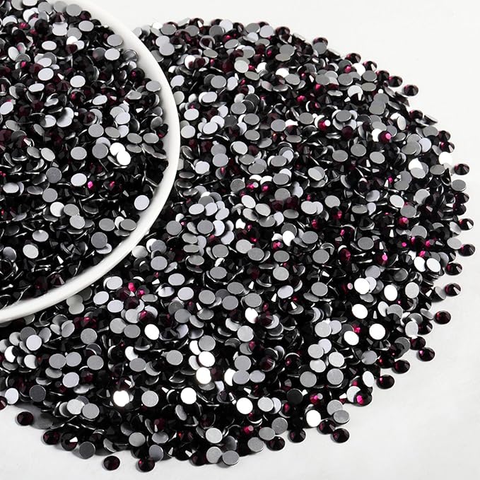 Beadsland Flatback Rhinestones Bulk,14400pcs Burgundy Rhinestones for Nails Crafts Clothes DIY Decoration, Amethyst, SS20, 4.6-4.8mm