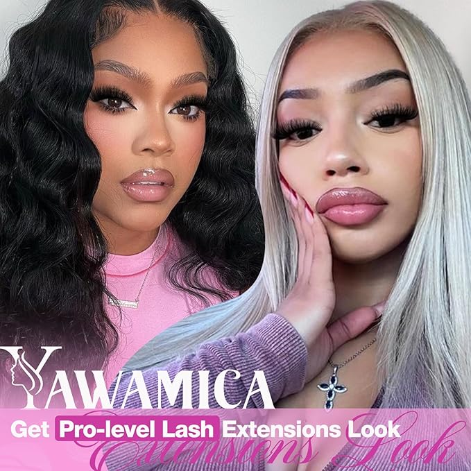Yawamica Fluffier Lash Extension Kit Thick 200D Volume Eyelash Extension Kit 14-20mm Wispy Lash Clusters Kit D Curly Individual Lashes with Bond and Seal lash Tweezers DIY Cluster Eyelash Extensions