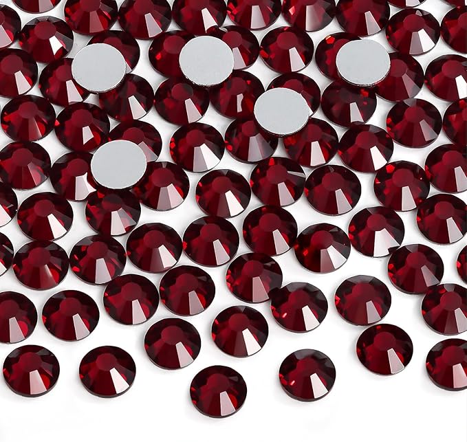 Jollin Glue Fix Crystal Flatback Rhinestones Glass Diamantes Gems for Crafting Nail Art Crafts Decorations Clothes Shoes 2.4mm (ss8 2880pcs, Dark Siam)
