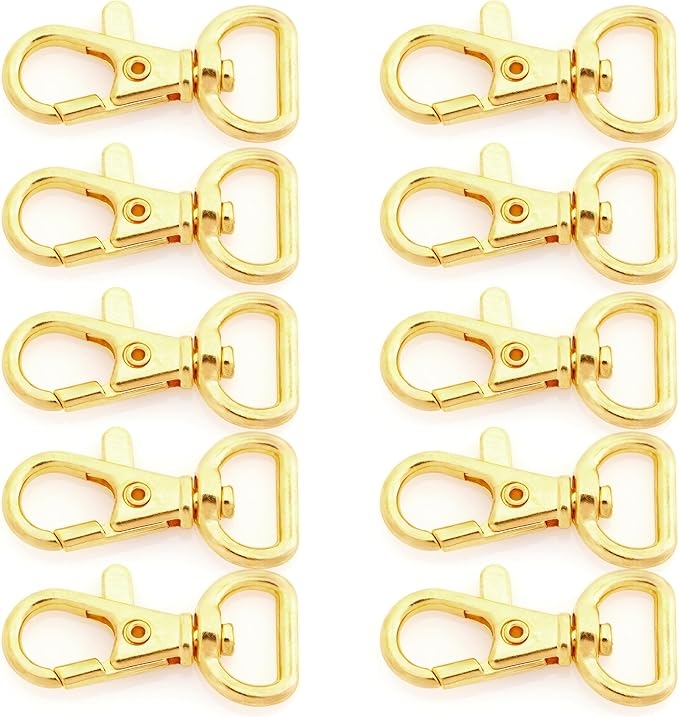 20pcs Swivel Lobster Claw Clasp Trigger Snap Hooks for Purse Making Macrame Lanyard Clip CSPS (1/2 Inch, Gold)