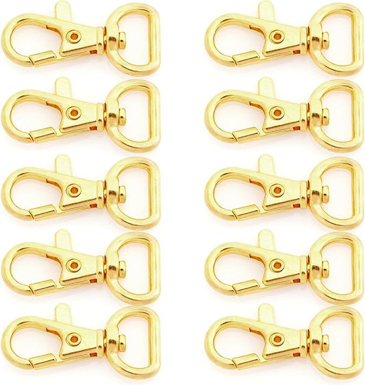 20pcs Swivel Lobster Claw Clasp Trigger Snap Hooks for Purse Making Macrame Lanyard Clip CSPS (1/2 Inch, Gold)