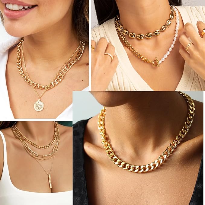 [33ft] Gold Chain for Jewelry Making, 8.3mm Wide Gold Aluminum Curb Link Chain Roll Bulk for DIY Jewelry Making Craft
