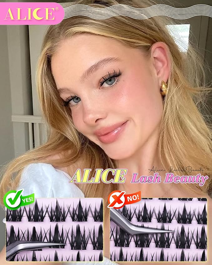 ALICE Lash Clusters Kit Natural Anime Eyelash Clusters Kit 10-14mm Wispy Manga Cluster Eyelash Extension Kit Sipky Clear Band Individual Cluster Lashes with 5-7mm Bottom Lashes Bond and Seal