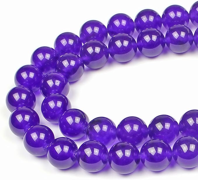 MJDCB Natural Stone Beads Purple Jade Round Loose Beads for Jewelry Making DIY Bracelet Necklace (12mm)