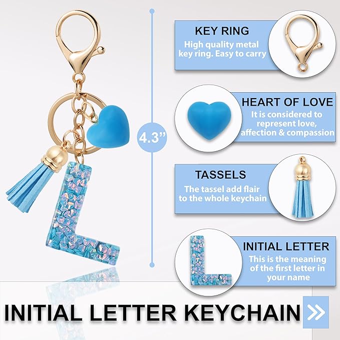 Alphabet Initial Letter Keychain Cute Heart Resin - Letter Keychain for Backpack Charms - Initial Keychains for Women