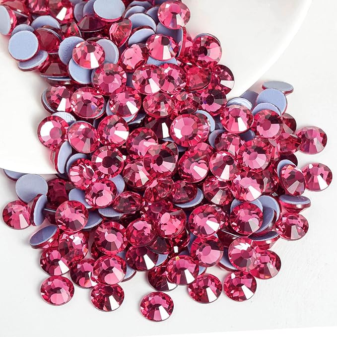 Beadsland Hotfix Rhinestones, 288pcs Flatback Crystal Rhinestones for Crafts Clothes DIY Decorations,Rose, SS30, 6.3-6.5mm