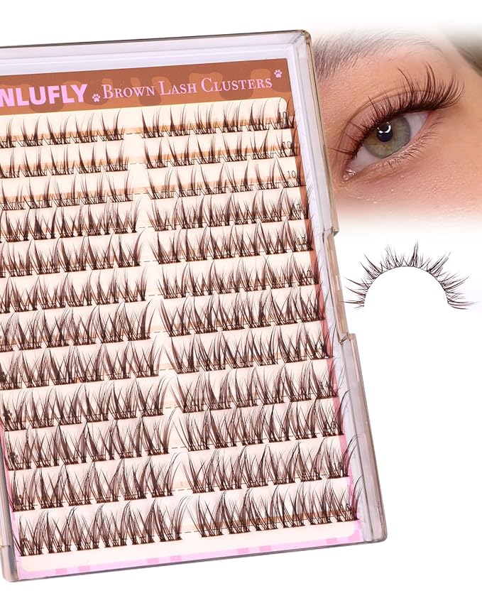 Brown Lash Clusters Manga Eyelash clusters Natural Spiky Lash Extension CD Curly Cluster Eyelash Extensions Dark Brown Individual Lashes by ZANLUFLY