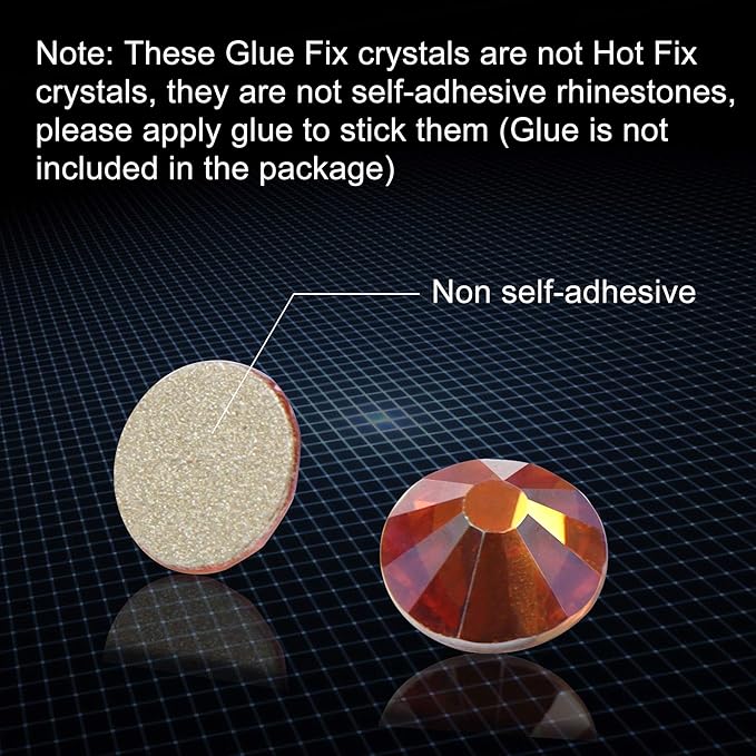 2880 Pieces Flatback Rhinestones Glue Fix Crystal Glass Diamantes Gems for Crafting Nail Art Crafts Decorations Clothes Shoes 2.8 mm (ss10, Amber)