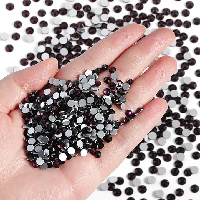 Beadsland Flatback Rhinestones Bulk, 2880pcs Burgundy Rhinestones for Nails Crafts Clothes DIY Decoration, Amethyst, SS30, 6.3-6.5mm