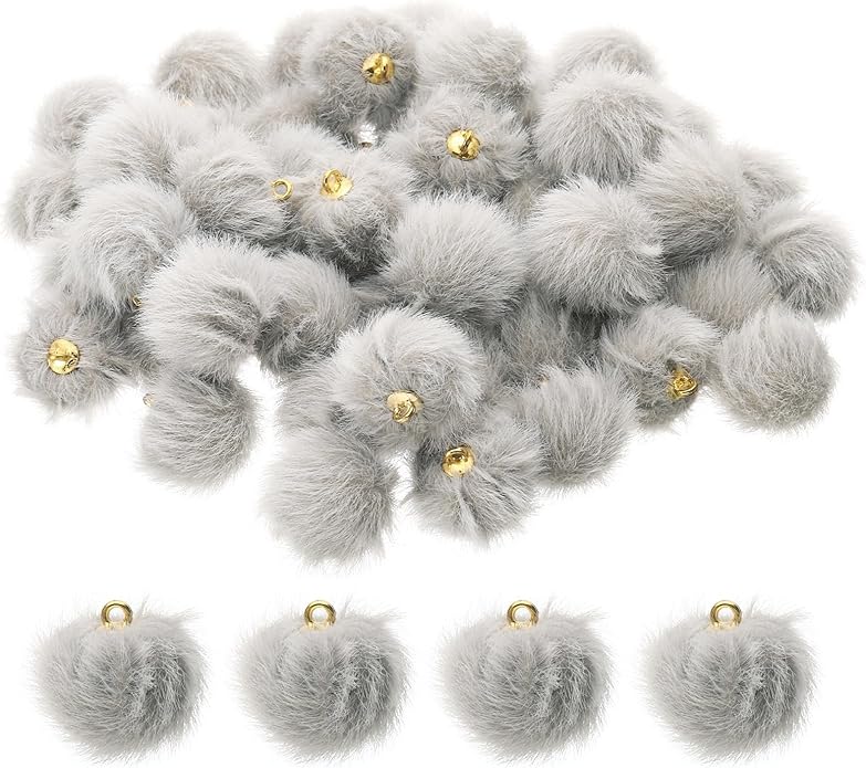 PATIKIL 50pcs Pom Poms Charm, Pompoms Charm Craft Pom Poms Pendants Balls Small Fluffy Tassel Bulk for Crafts Jewelry Making
