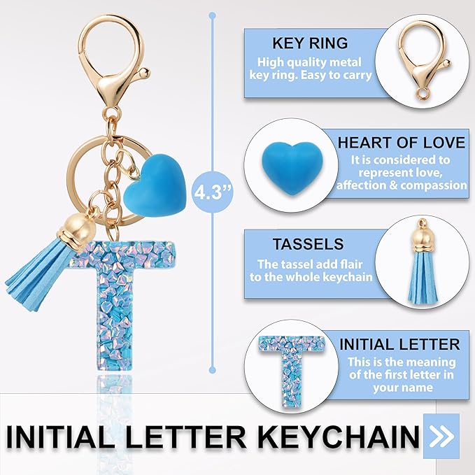 Alphabet Initial Letter Keychain Cute Heart Resin - Letter Keychain for Backpack Charms - Initial Keychains for Women