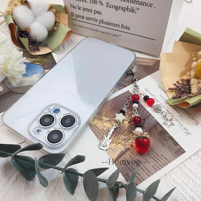 1-4PCS Cute Phone Charms Aesthetic Y2K Cell Phone Charms Strap Pink Strawberry Butterfly Star PhoneCharm Y2K Accessories for Bag Keychain Airpods Camera Pendants Decor