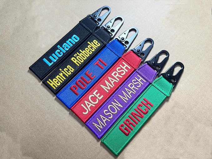 Personalized Embroidery Keychain, Custom Double Sided Embroidery Luggage Tags, Car enthusiast keychain, Keyring for Backpacks, Car, Biker, Motocycle