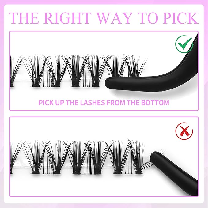 VEYESBEAUTY Lash Clusters Kit Eyelash Extensions Thin & Invisible Band DIY Individual False Eyelashes Newbie's Five-Second Series Lash Tray for Self-application, Whisper Lash 8-16mm Mixed Length