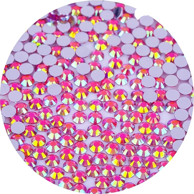 4500 Pcs SS6 2mm Flatback Rhinestones for Nails Art Crafts Glitter Round Gems AB Crystals DIY Clothes Shoes （Light Rose Red AB）