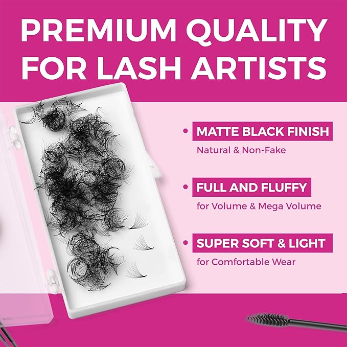 Eyesy Lash 500 Promade Fans - Volume Premade Lash Fans for Eyelash Extensions Pointy Base Handmade Loose Pre Made Eyelashes Middle Stem Soft and Lightweight (12D 0.03 CC 11mm)