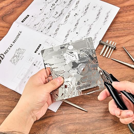 10 Pieces Metal DIY Model Tool Sets Tab Edge Cylinder Cone Shape Bending Assist Tools and Nozzle Pliers Flat Nose Pliers Needle Nose for 3D Metal Jigsaw Puzzles Assembly