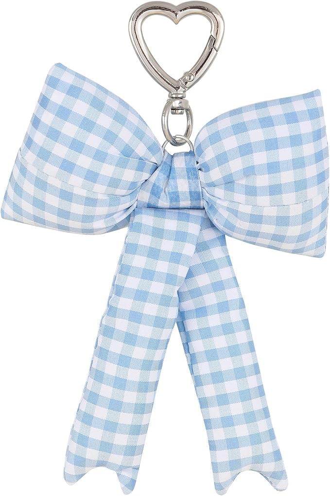 Pink Bow Keychain Bag Charms Y2K Bowknot Plaid Keychains Coquette Aesthetic Purse Handbag Backpacks Charms