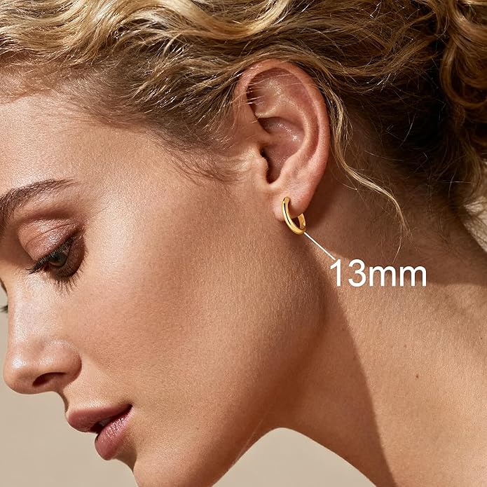 M MOOHAM 14K-Gold-Plated Hoop Earrings for Women - Hypoallergenic 14K Gold 925 Sterling silver-plated Post Sensitive Ears Nickel Free Hoops Earrings Set for Women Jewelry Lightweight 13-60mm