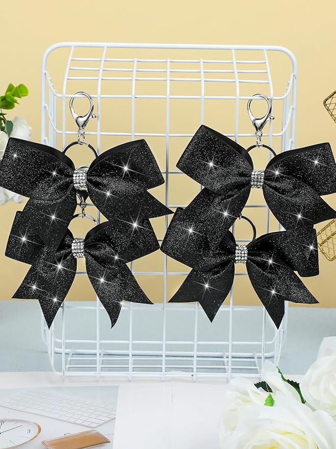 Tondiamo Cheer Bow Keychain Cheer Keychain with Rhinestones Cheerleader Keyrings for Teen Cheerleading Sports Accessory